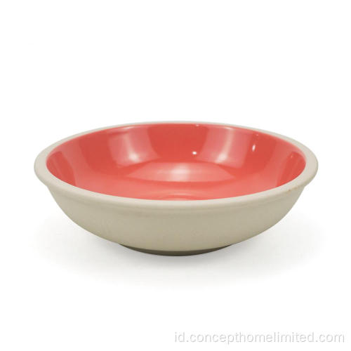 Set Dinner Stoneware Glaze Tunggal - Merah Muda